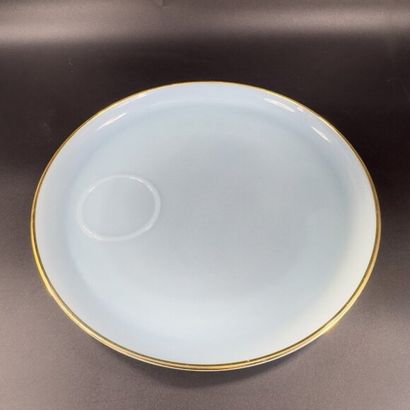 Vintage Anchor Hocking Fire King Blue Turquoise Lunch Snack Plate and Cup Set - Picture 10 of 13